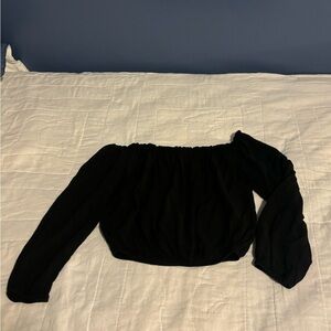 Brandy Melville black long sleeved cropped blouse. Size-one size.